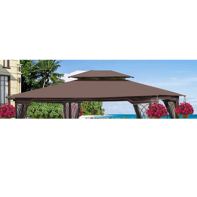 Streamdale 13 X 10FT Patio Double Roof Gazebo Replacement Canopy Top Fabric image number 1