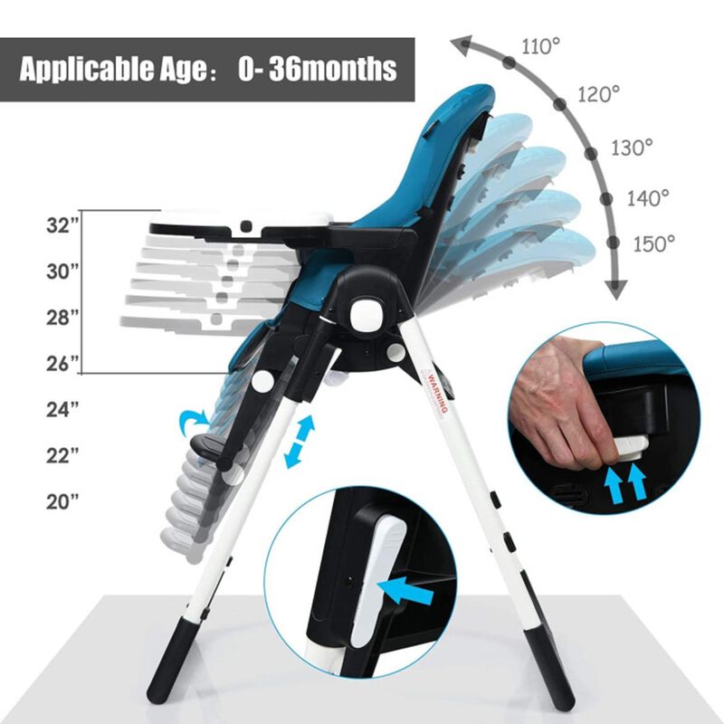 Hivvago 4-in-1 High Chair Booster Seat with Adjustable Height and Recline