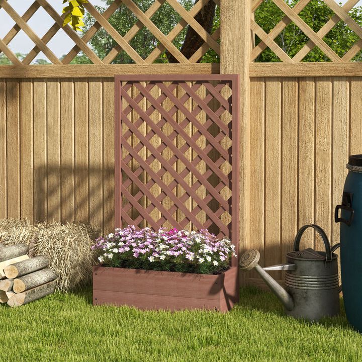 Hivvago Garden Planter Box with Trellis Lattice for Backyard Plants