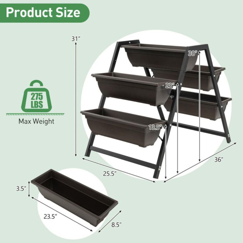Hivvago 3-Tier Vertical Raised Garden Bed with 5 Plant Boxes