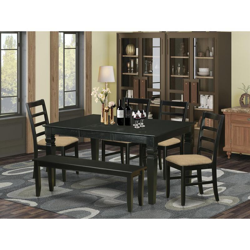 6-Pc Kitchen nook Dining set - Small Kitchen Table and 4 Kitchen Chairs with Bench