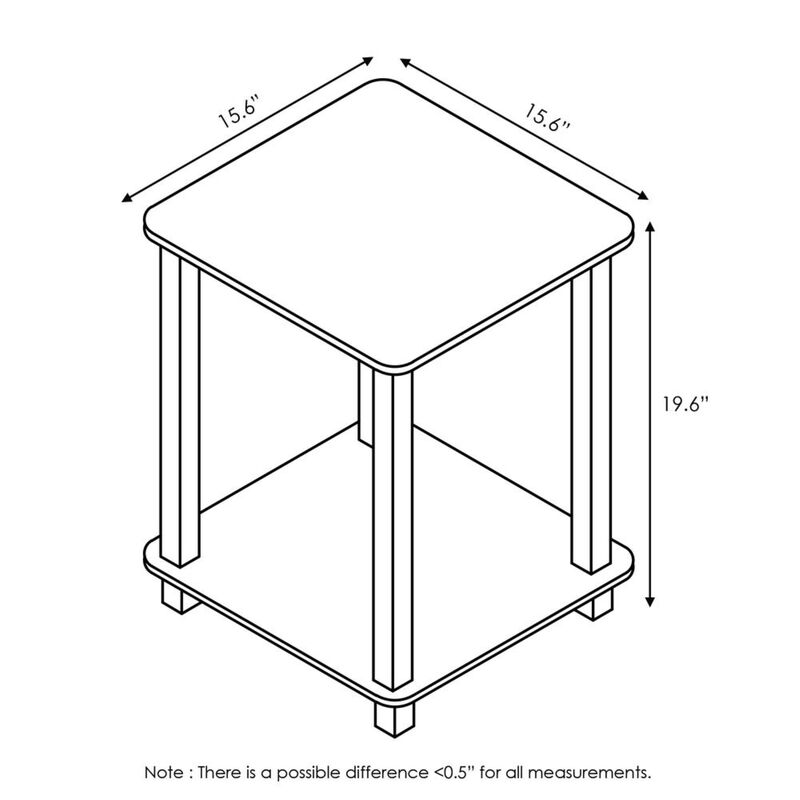 Furinno Simplistic Set of 2 End Table, French Oak Grey/Black