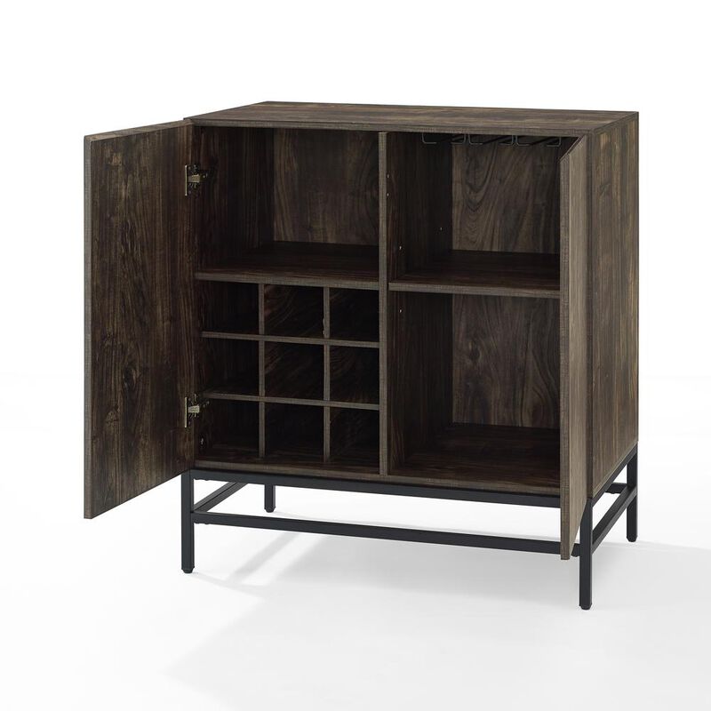 Crosley Furniture Jacobsen Bar Cabinet Brown Ash/Matte Black