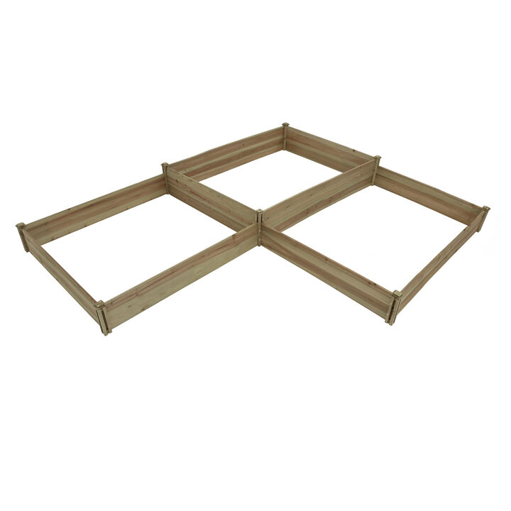 LuxenHome Wood Three Section L-Shaped Raised Garden Bed