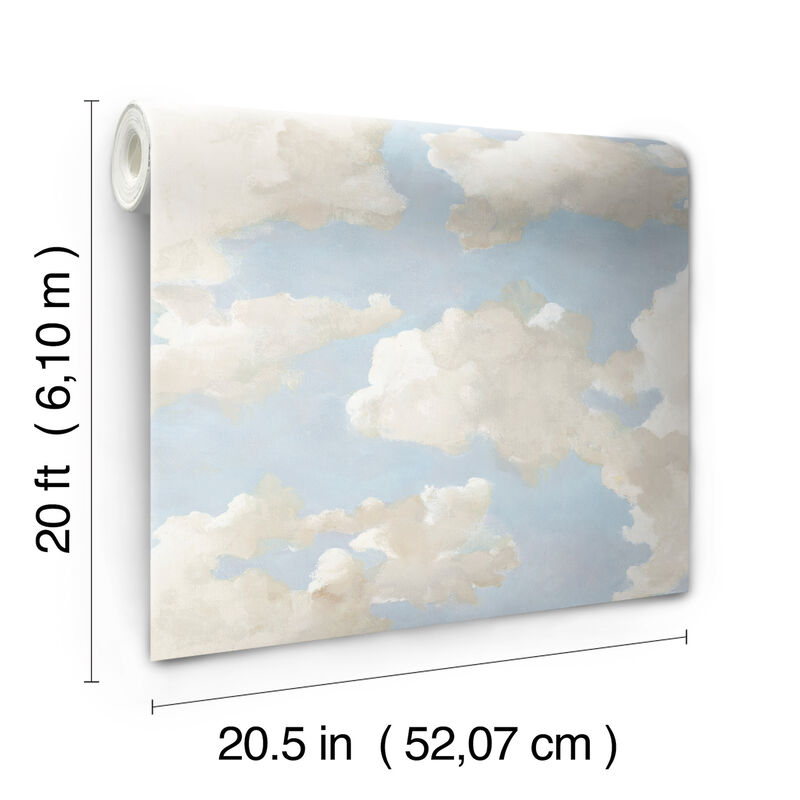 Clouds on Canvas Blue Peel & Stick Wallpaper image number 3