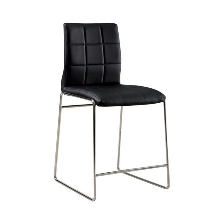 Kona II Contemporary Counter Height Chair, Black Finish, Set Of two-Benzara