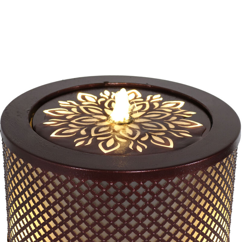 Sunnydaze Repeating Diamond Cylinder Iron Water Fountain with LED Lights