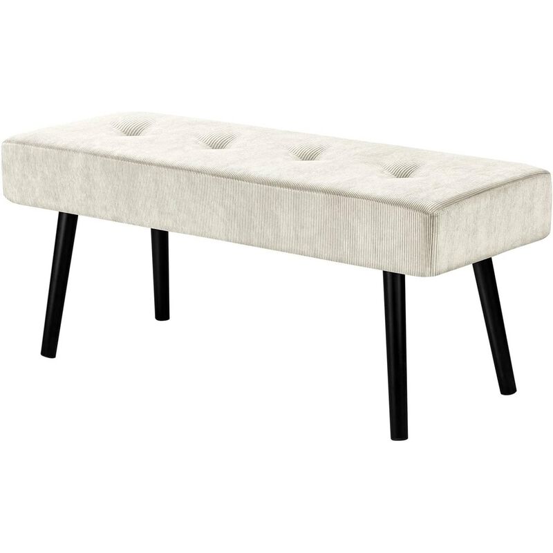 Mid-Century Corduroy Upholstered End-of-Bed Bench &ndash; Stylish Bedroom Accent image number 0