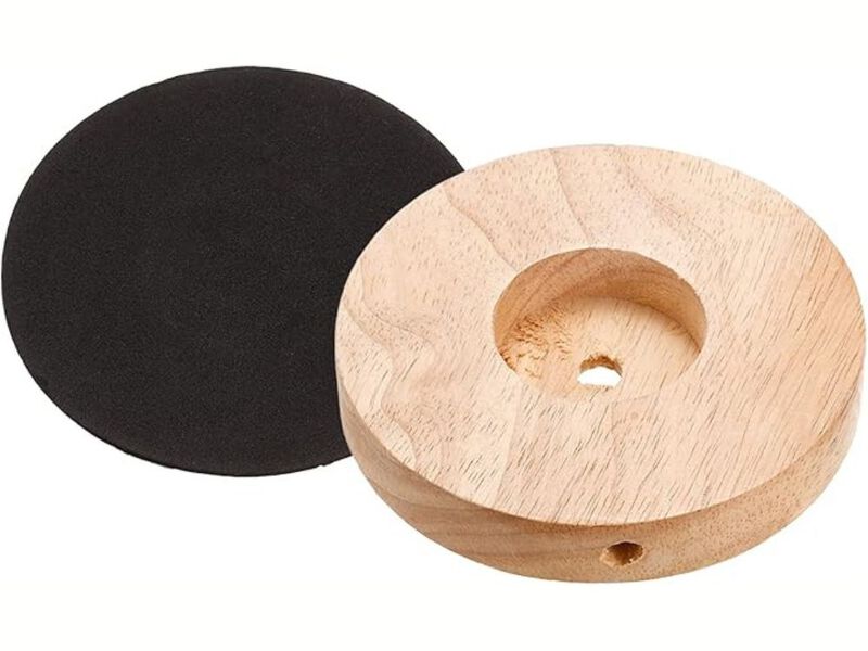 Lamp Base &ndash; 120mm Solid Wood Circular Stand, DIY Table Lamp Replacement (1 Pack) image number 0