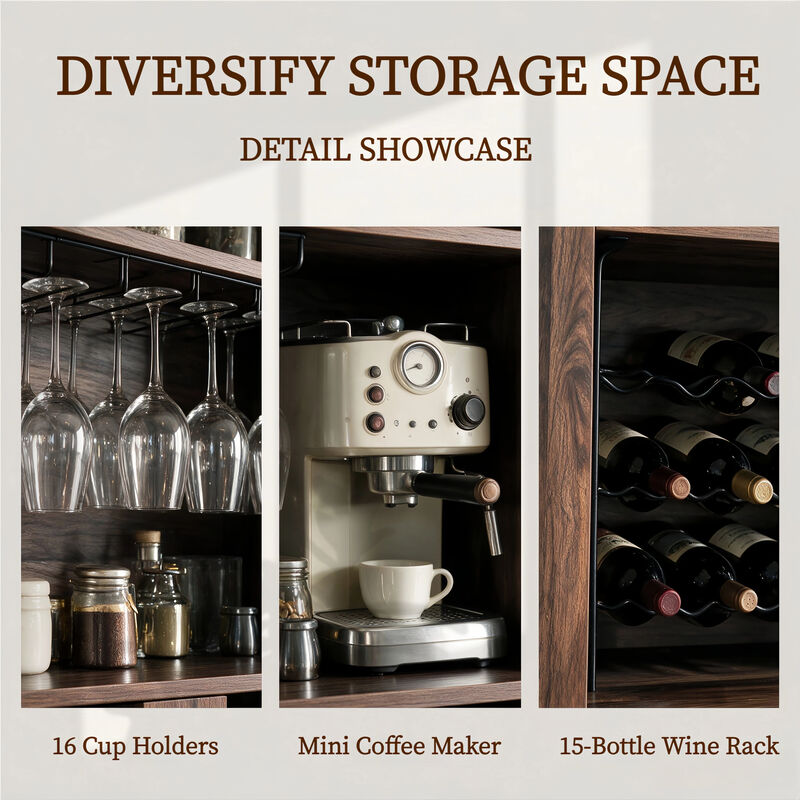 Farmhouse 71" Arched Wine Bar Display Cabinet image number 3