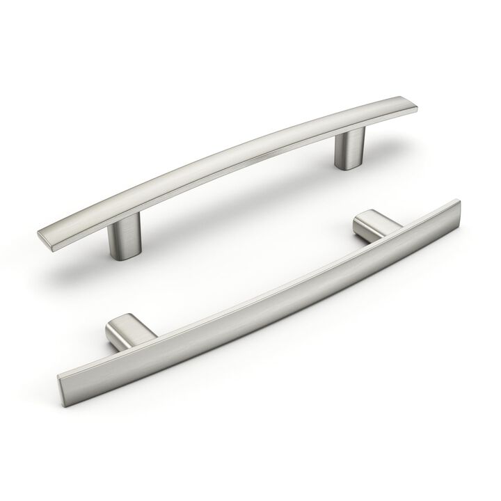homdiy 10 Pack Brushed Nickel Cabinet Handles Kitchen Cabinet Pulls - 4"" Hole Centers Arch Drawer Pulls for Cupboard Solid Mode