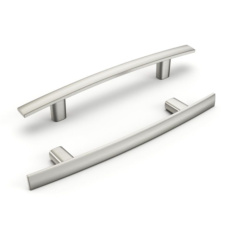 homdiy 10 Pack Brushed Nickel Cabinet Handles Kitchen Cabinet Pulls - 4"" Hole Centers Arch Drawer Pulls for Cupboard Solid Mode