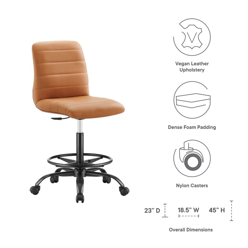 Modway Furniture - Ripple Armless Vegan Leather Drafting Chair image number 6