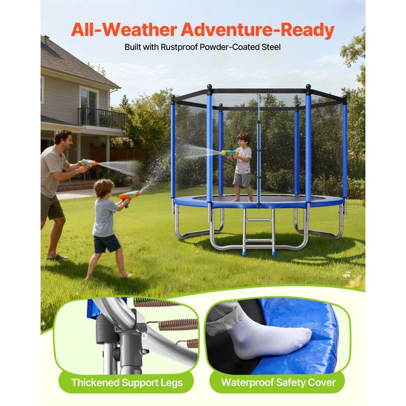 Round Recreational Trampoline with Safety Net, Anti-Rust Outdoor Trampoline for Family Fun image number 4