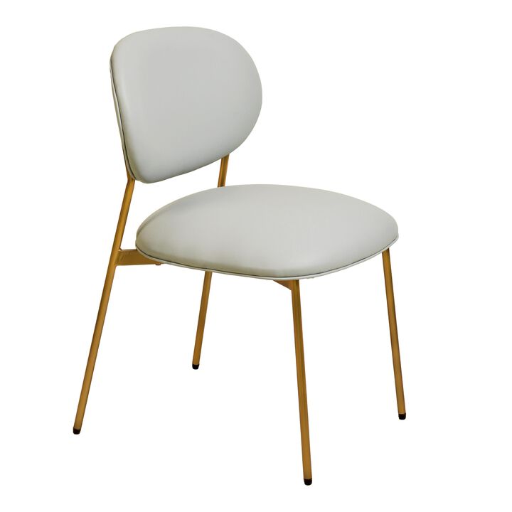 McKenzie Cream Vegan Leather Stackable Dining Chair - Set of 2