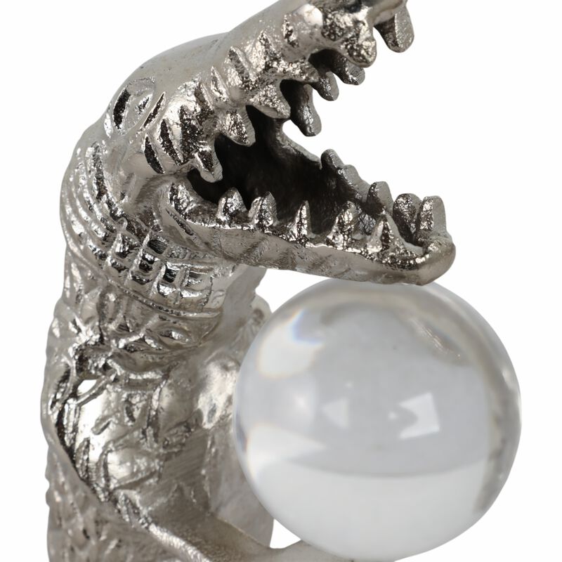 10x6" Crocodile Holding Acrylic Ball, Silver image number 4