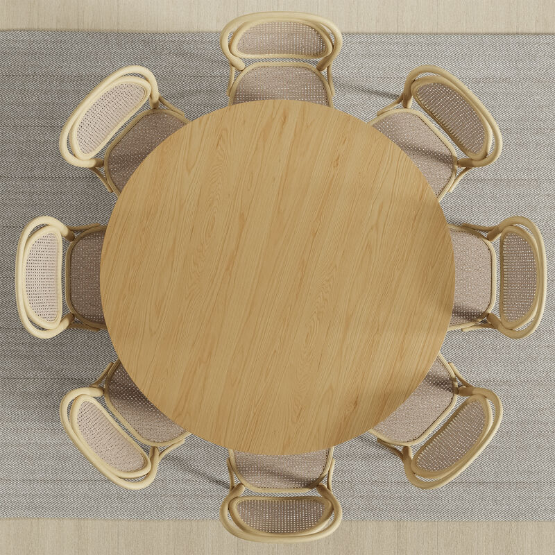 60 Cinna Modern  Wood Round Dining Table（Seats 8）