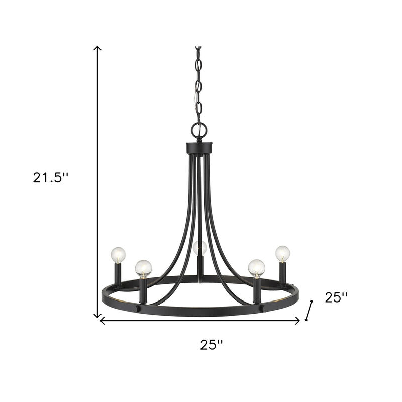 Hivvago Black Candle Style Five Light Metal Dimmable Chandelier