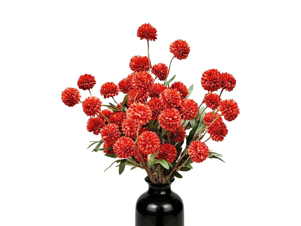 8 Piece Red Artificial Chrysanthemum Flower Stems Long Stem Vase Filler