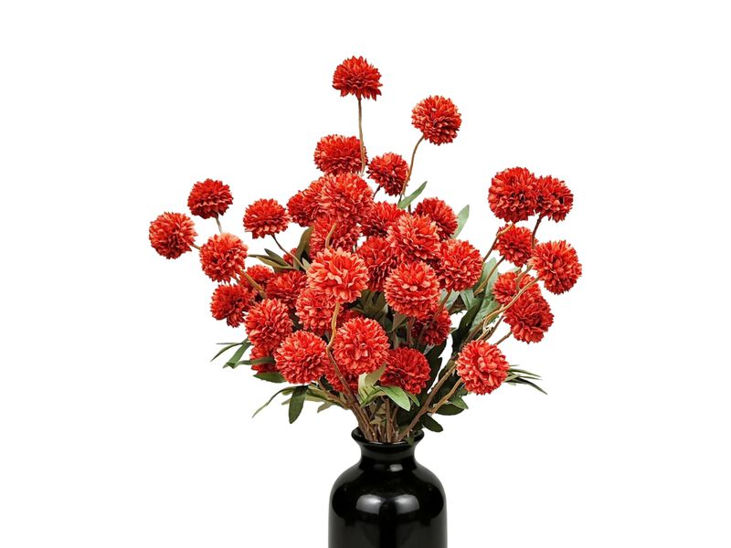 8 Piece Red Artificial Chrysanthemum Flower Stems Long Stem Vase Filler image number 0