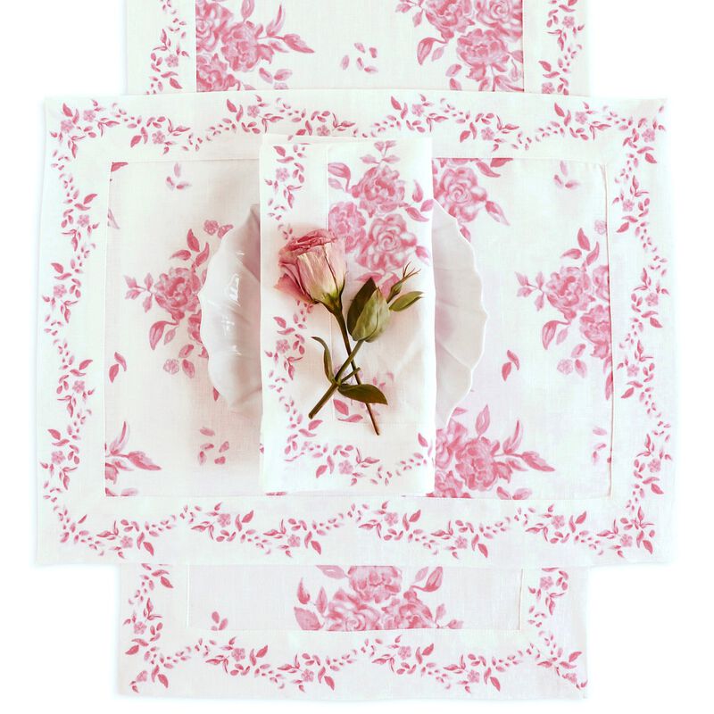 Solino Home 100% Pure Linen Table Runner - Jolie Fleur