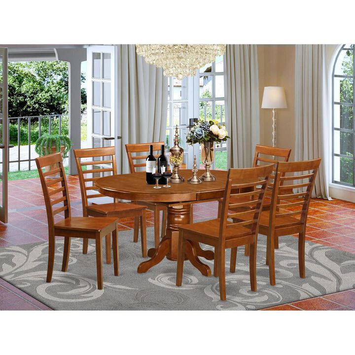 7 PC Dining Set &ndash; Oval Dining Table with Leaf and 6 Dining Chairs