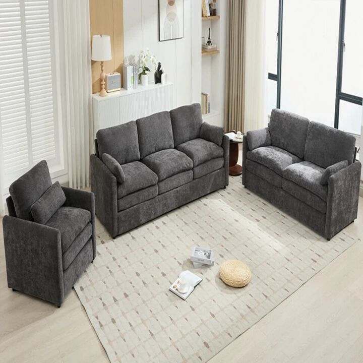 Whisen 6-Seat Cozy Sofas, Oversized Comfy Cloud Sofa, Double Cushion Sofa Group for living room