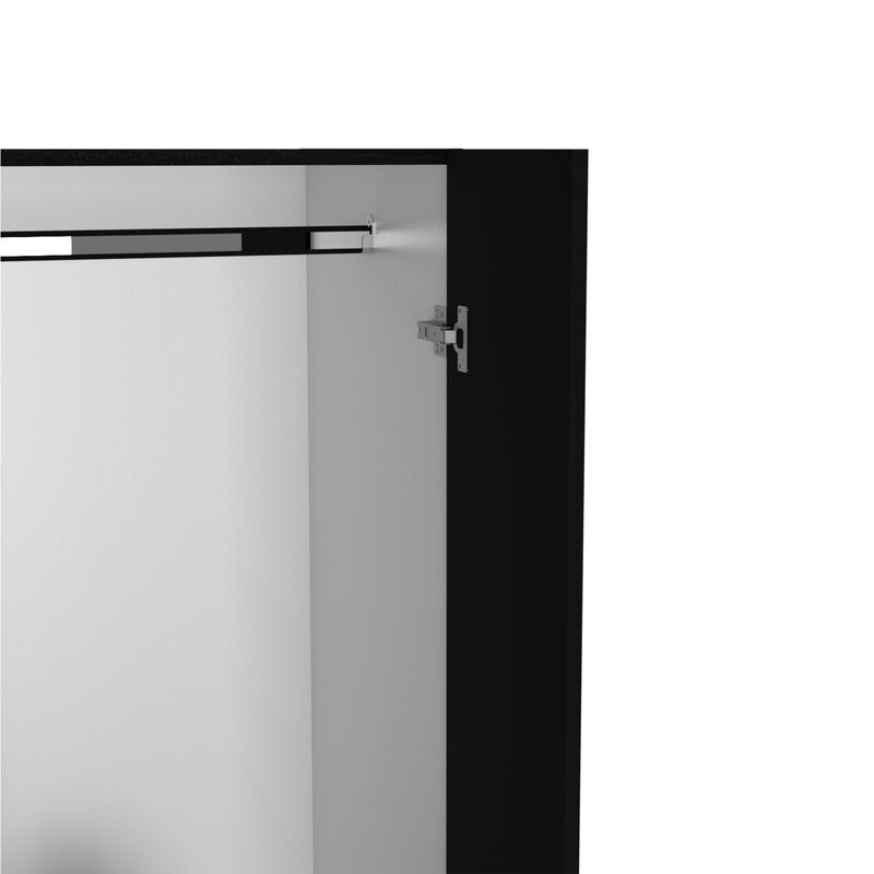 DEPOT E-SHOP Cartagena Armoire, One Drawer, Metal Rod, Five Shelves, Double Door Cabinet, Black / White