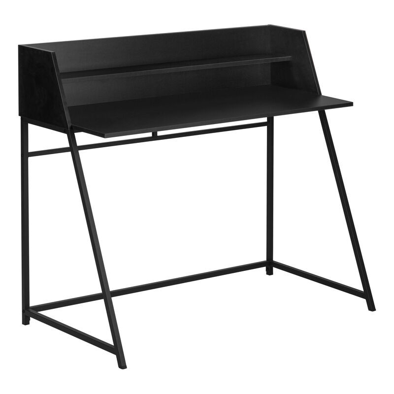 Monarch Specialties I 7547 Computer Desk, Home Office, Laptop, Storage Shelves, 48"L, Work, Metal, Laminate, Black, Contemporary, Modern