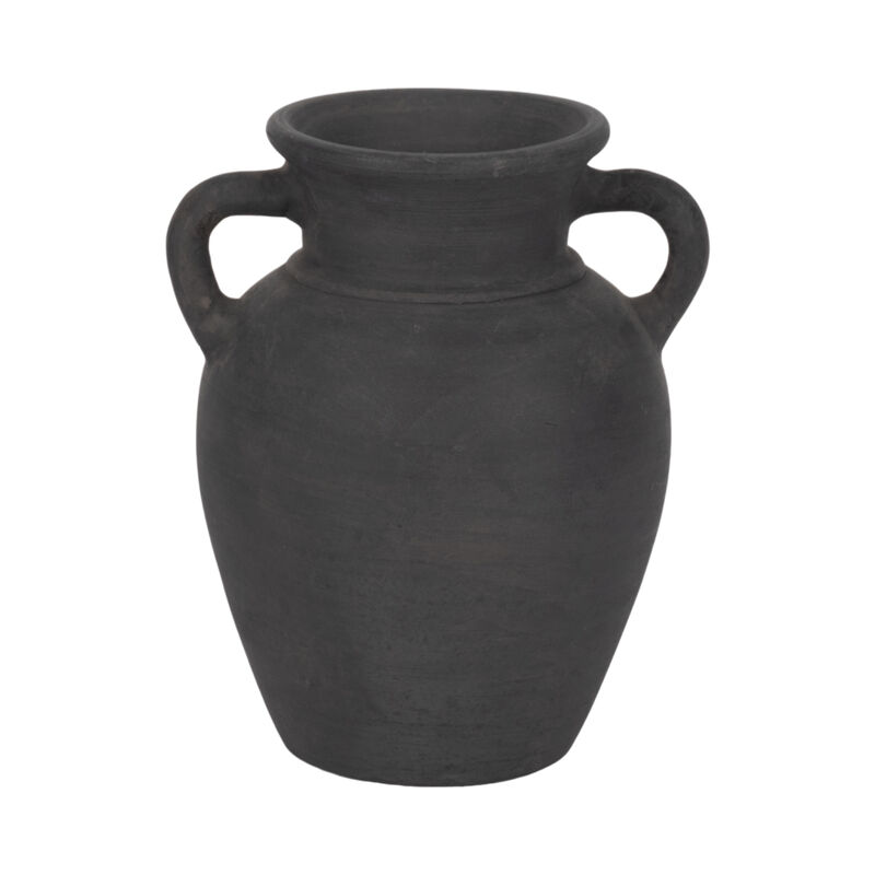 Terracotta, 9" Vase With Handles, Black image number 0