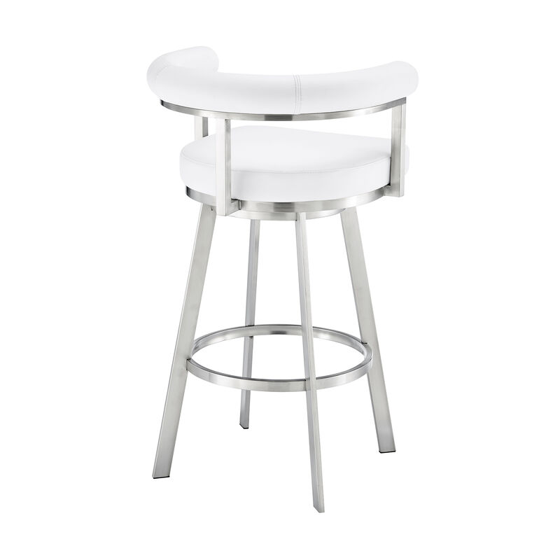 Nolagam Swivel Stool in Brushed Stainless Steel with Black Faux Leather