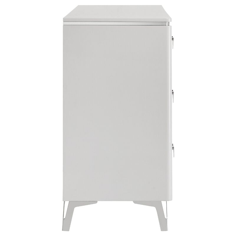 Ivana 63 Inch Wide Dresser with 6 Drawers, Geometric Front, White Wood image number 3