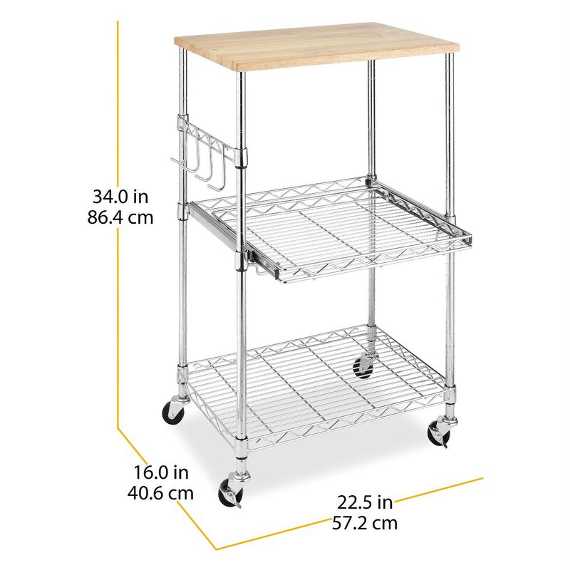 Hivvago Sturdy Metal Kitchen Microwave Cart with Adjustable Shelves and Locking Wheels
