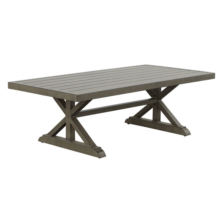 Brown Aluminum Coffee Table - Mission Influences, Bottom Shelf - Rust-Resistant, Weather-Resistant - Functional and Stylish