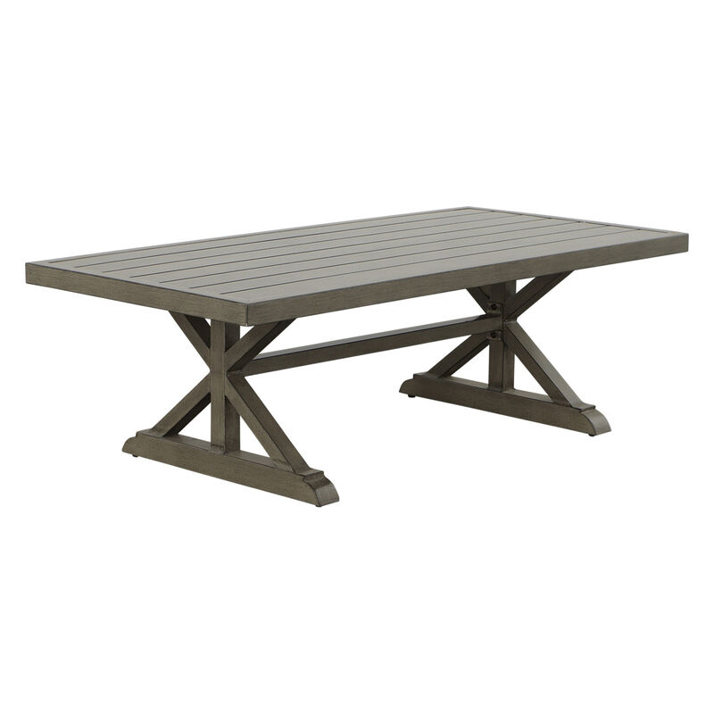 Brown Aluminum Coffee Table - Mission Influences, Bottom Shelf - Rust-Resistant, Weather-Resistant - Functional and Stylish