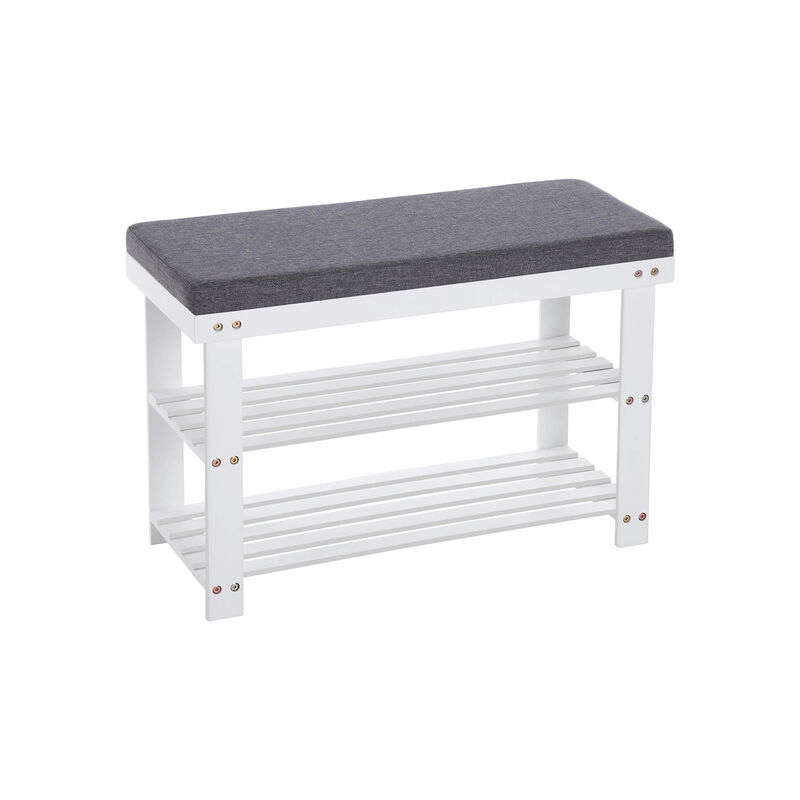 2-Tier Bamboo Shoe Bench with Stable Design for Entryway or Living Room