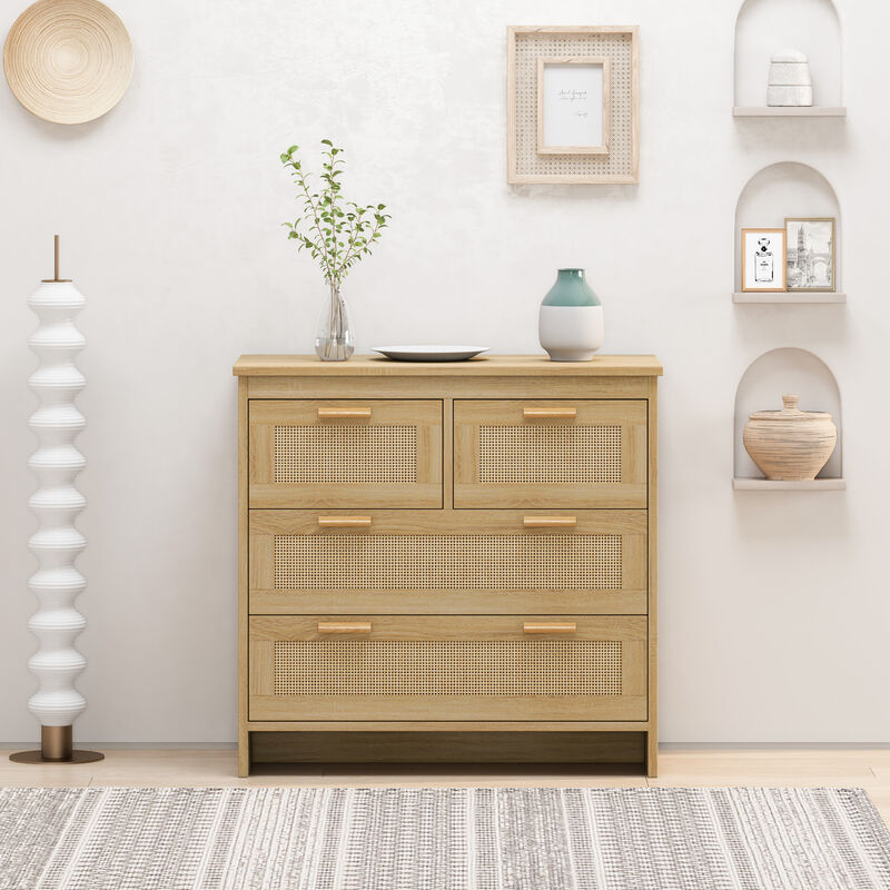 Streamdale 4-Drawer Rattan Cabinet for Home