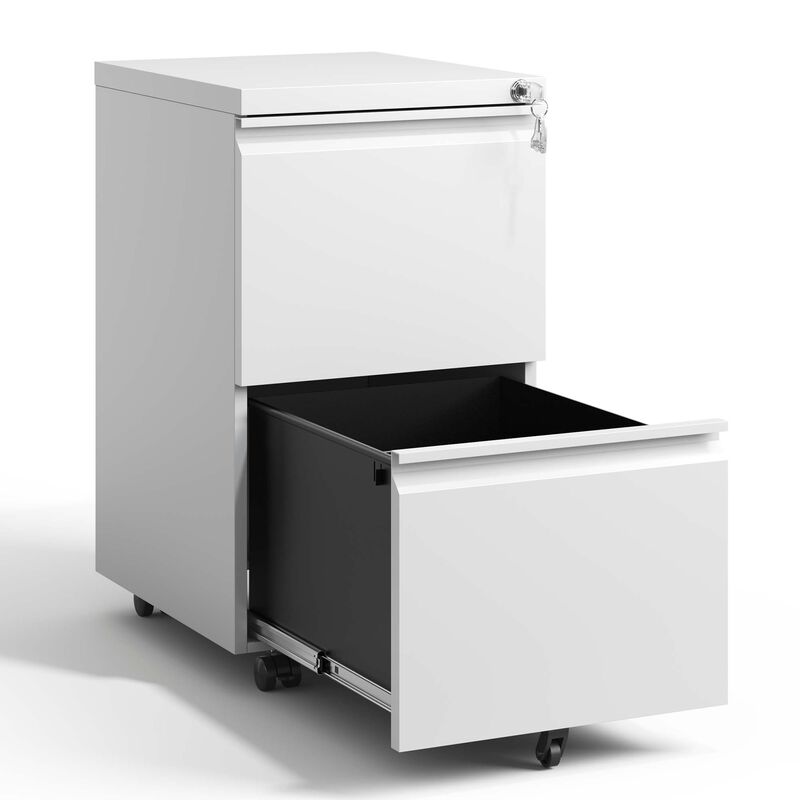 2 Drawer Metal Mobile File Cabinet, Rolling File Cabinet with Lock for Hanging Legal/Letter/A4 Size,Fully Assembled Except Wheels image number 6