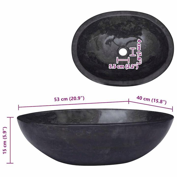 vidaXL Sink Black 20.9x15.7x5.9 Marble
