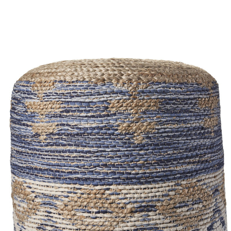 Round Jute Ottoman Pouf for Living Room Seating and Natural Home Decor