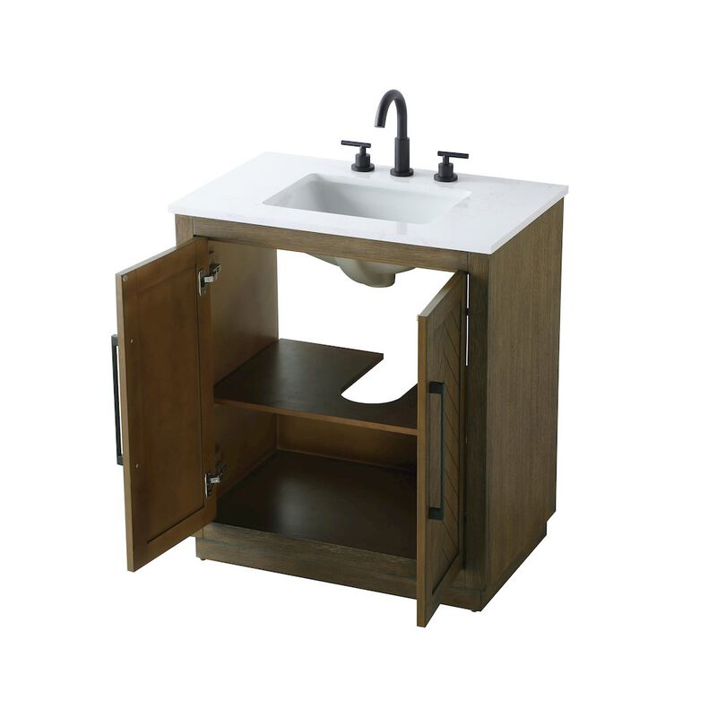 Elegant Kitchen and Bath 30 inch Single Bathroom Vanity in Hazel Oak