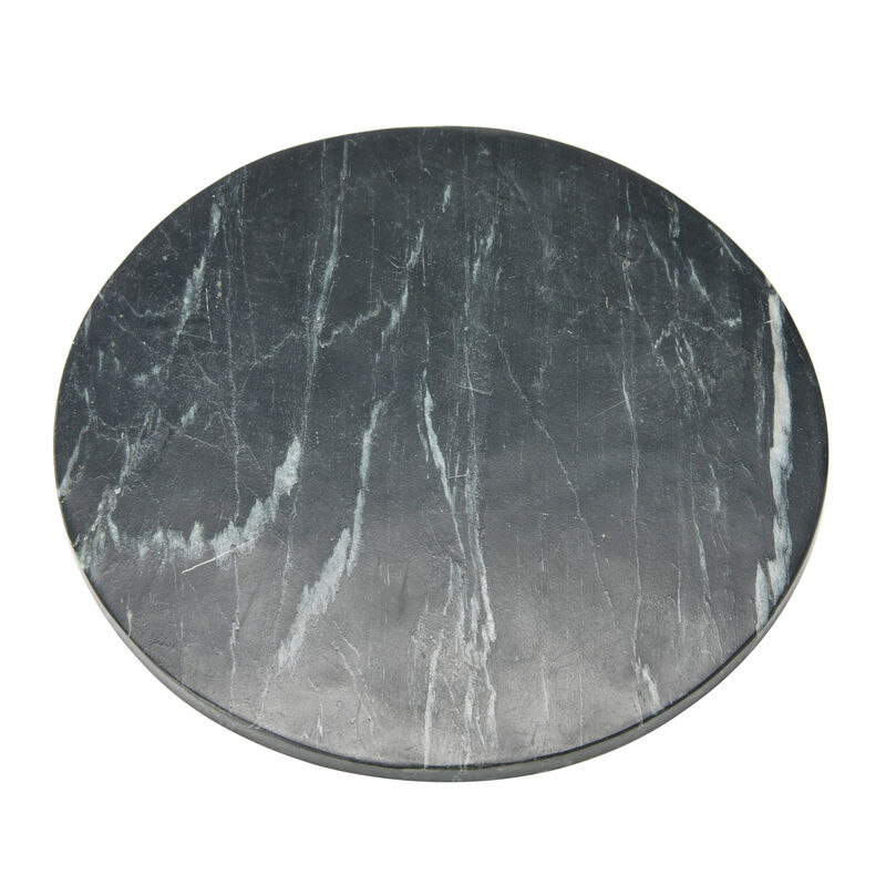 Marble Serving Board with Mango Wood Stand, Black & Natural image number 3
