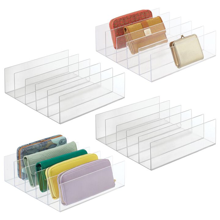 mDesign Plastic Divided Clutch Organizer for Closets, 7 Sections