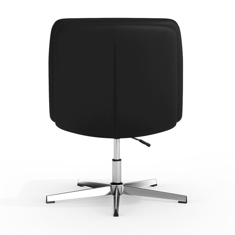 Flash Furniture Black Padded LeatherSoft Armless Stationary Task Office Chair, Chrome Frame image number 3