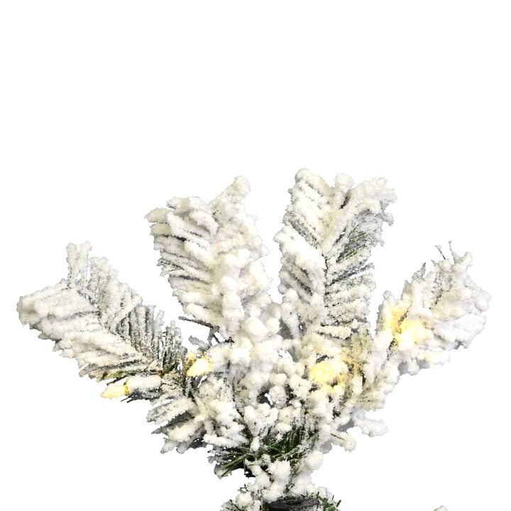 Vickerman 6.5' Flocked Pacific Pencil Artificial Christmas Tree, Pure White LED Lights - Lifelike Indoor Seasonal Home Decor - Maintenance Free Flocked Faux Christmas Tree