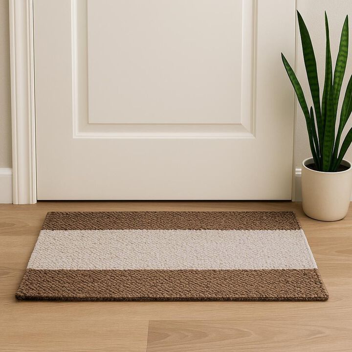 HomeRoots Jute Striped Hand Woven Area Rug