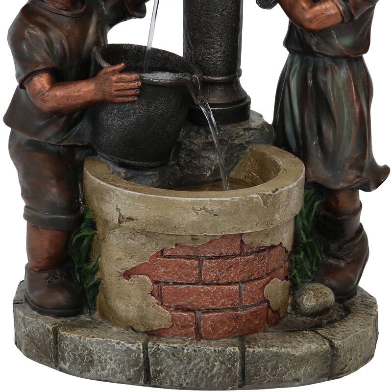 Sunnydaze Jack and Jill at Water Pump and Well Water Fountain - 24 in