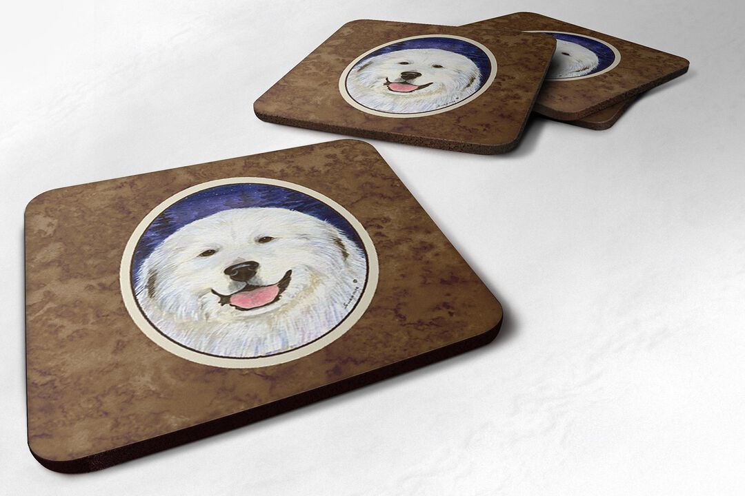 Caroline's Treasures SS8242FC Great Pyrenees Foam Coasters (Set of 4), 3.5 H x 3.5 W, Multicolor