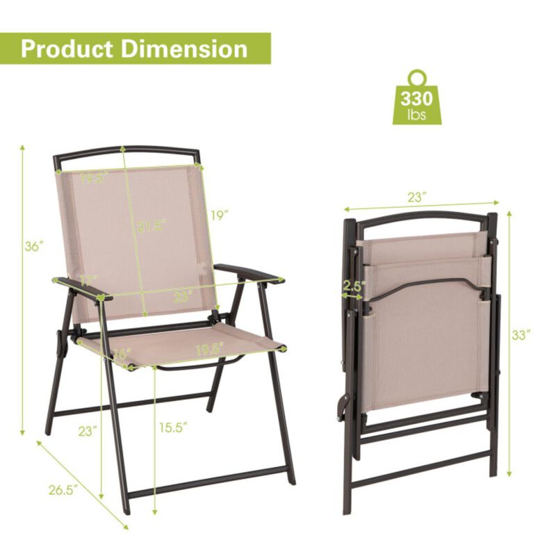 Hivvago Set of 2 Patio Dining Chairs with Armrests and Rustproof Steel Frame