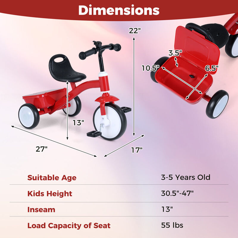 Kids Tricycle with Light Up Wheels and 4 Level Adjustable Seat image number 2